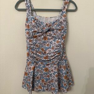 Floral Swim dress with Ruched Front